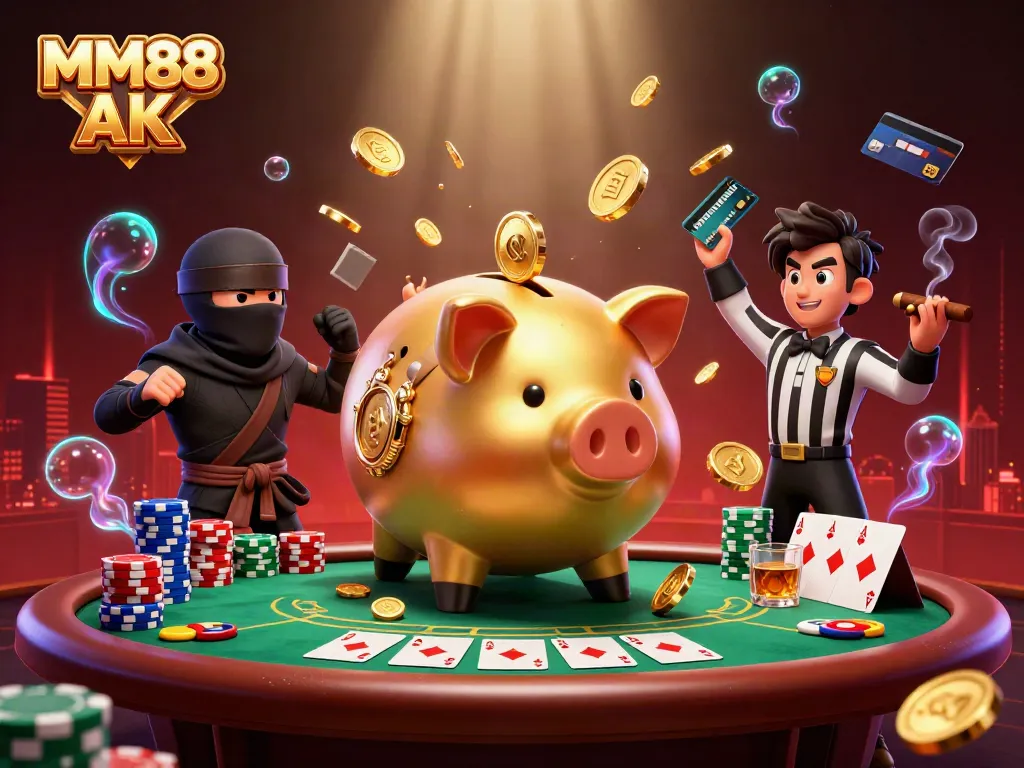 Experience the thrill of MM88 AK with a vibrant casino scene featuring dynamic characters and rich game elements.